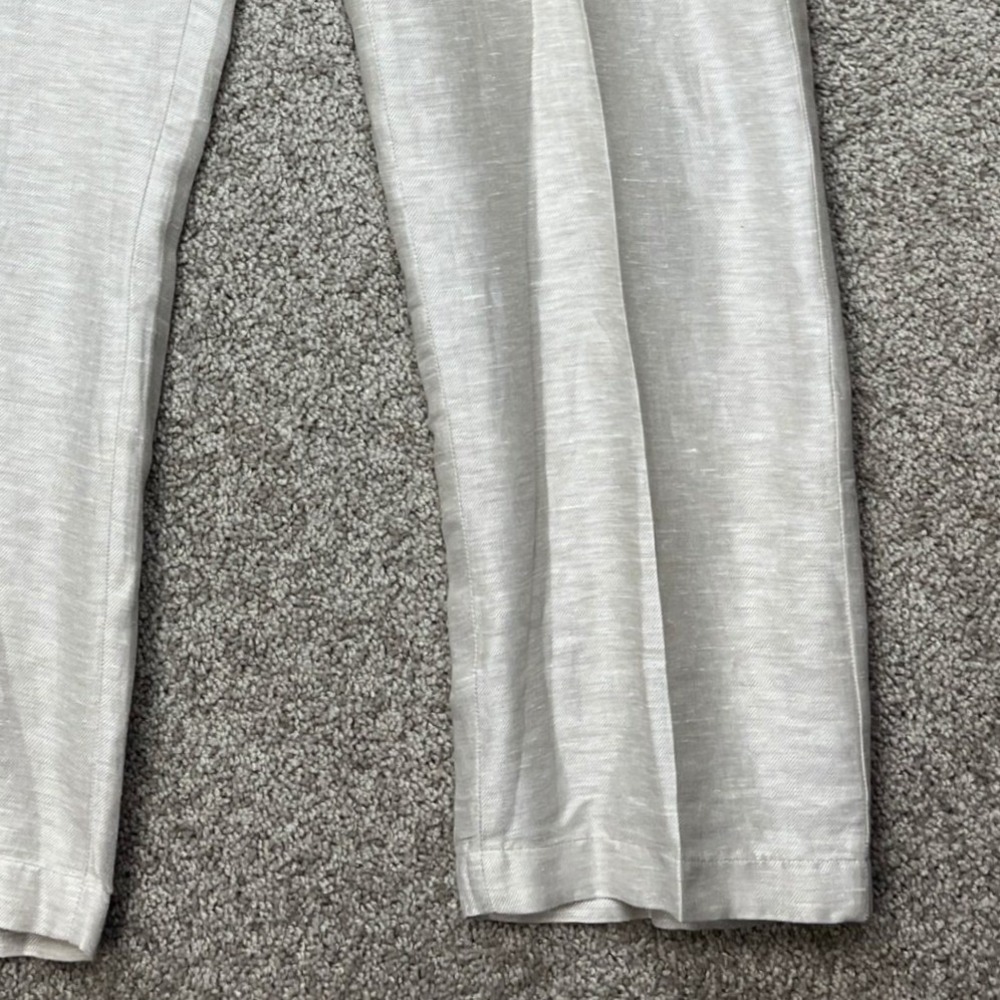 Perry Ellis Linen Blend Pants Mens 38x32 Beige Straight Leg Drawstring Twill EUC - Picture 4 of 16